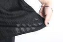 black mesh open collar s/s shirt