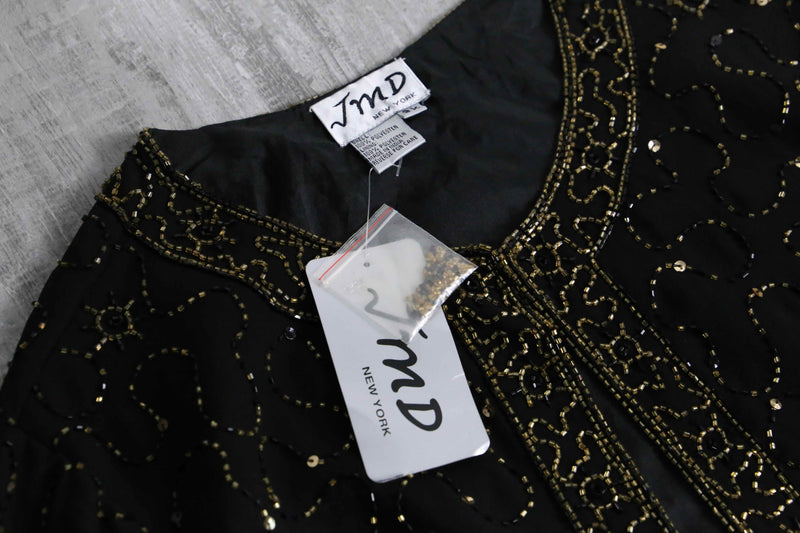 bijou×sequins button less sheer jacket