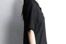 black mesh open collar s/s shirt