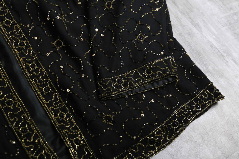 bijou×sequins button less sheer jacket