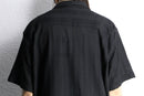 black mesh open collar s/s shirt