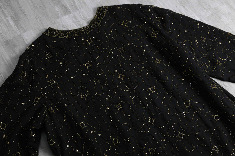bijou×sequins button less sheer jacket