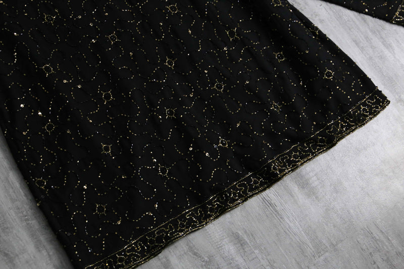 bijou×sequins button less sheer jacket