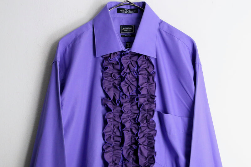 customization poplin purple frill shirt