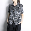 rhombus pattern velour s/s shirt