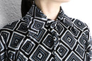rhombus pattern velour s/s shirt