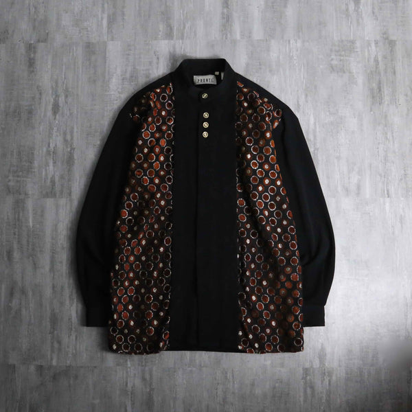 1990s PRONTI sheer switch band collar shirt