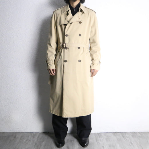 “Ralph Lauren beige cotton twill double trench coat.