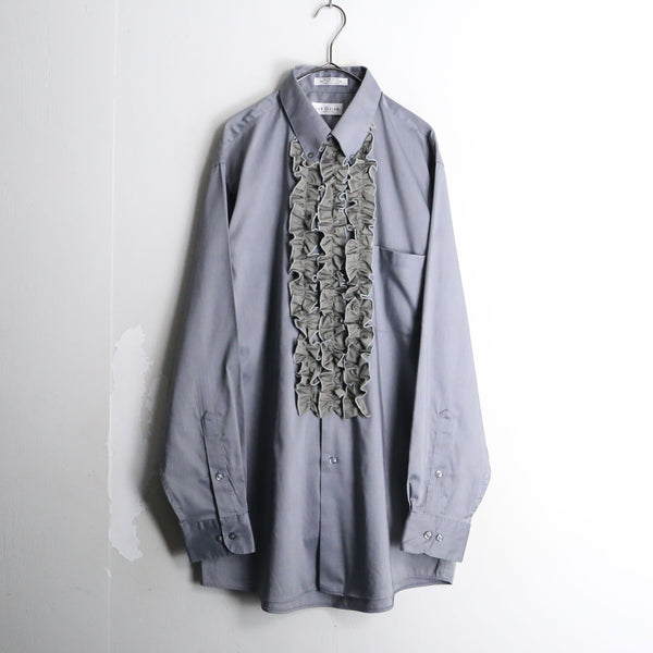 customization gray color frill shirt