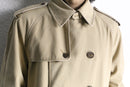 “Ralph Lauren beige cotton twill double trench coat.