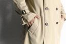 “Ralph Lauren beige cotton twill double trench coat.