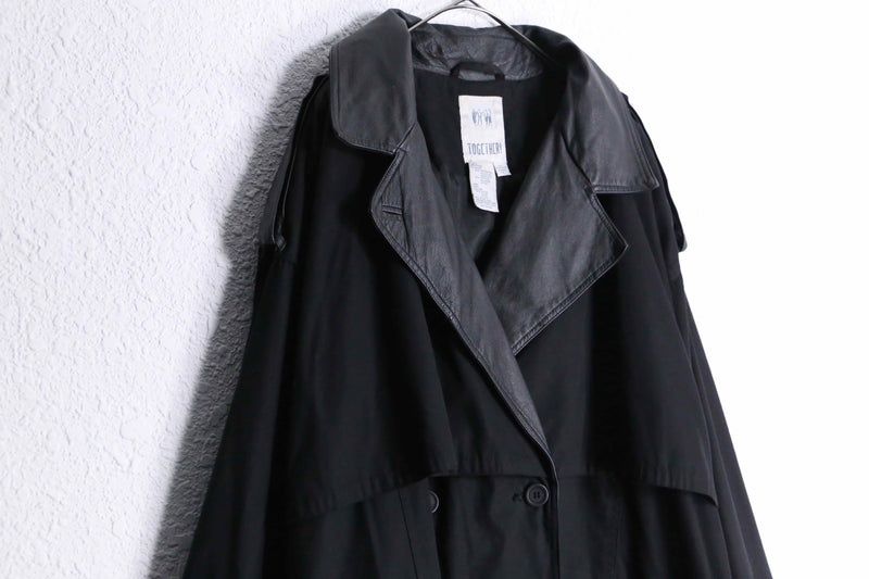 1980-90s TOGETHER leather switch super long coat