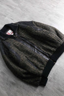 leather × acryl knit switch design stand collar jacket