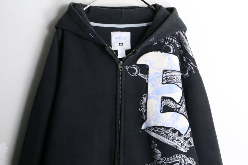 "ecko" design Y2K zip hoodie