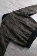 leather × acryl knit switch design stand collar jacket