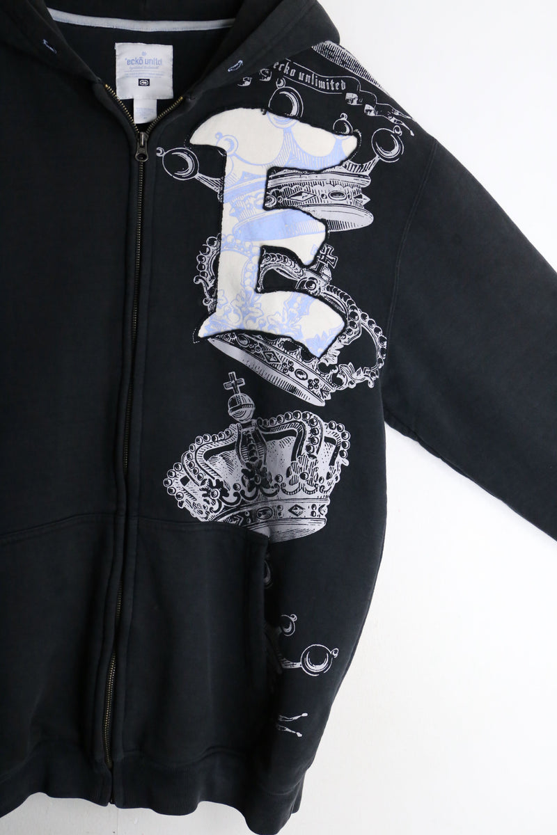 "ecko" design Y2K zip hoodie