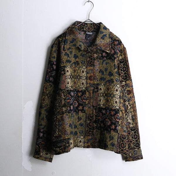 total pattern short length gobelin jacket