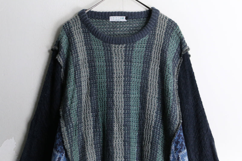 "Re:make" multi patchwork cool torn dolman knit