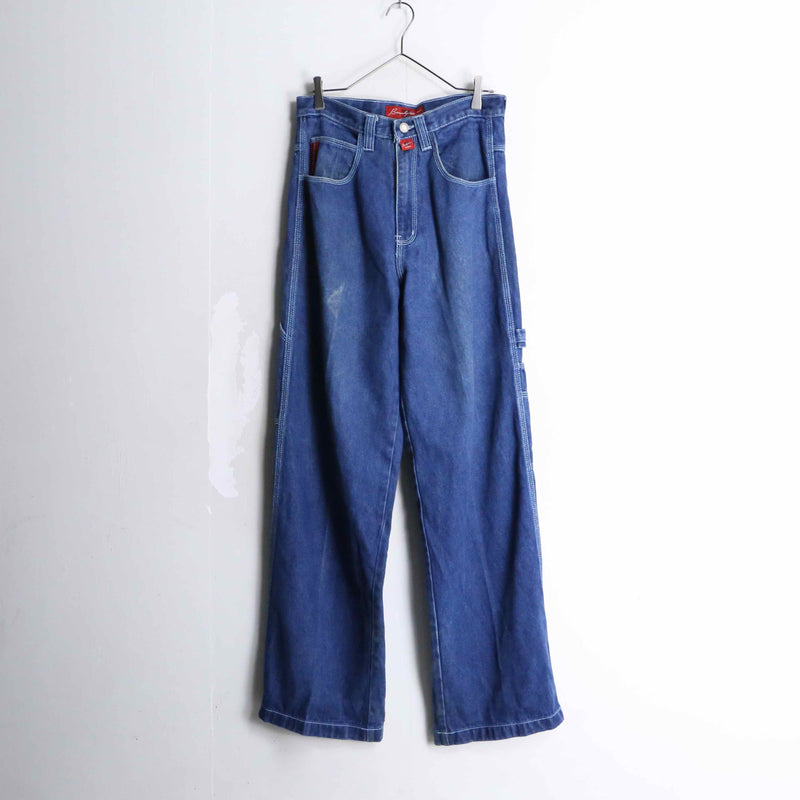 indigo blue straight denim pants