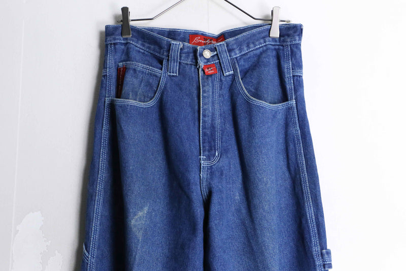 indigo blue straight denim pants