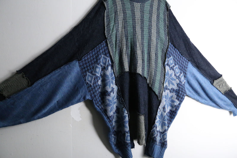 "Re:make" multi patchwork cool torn dolman knit