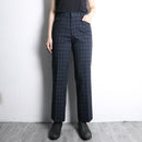 black watch check straight trousers