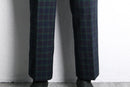 black watch check straight trousers