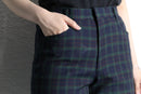 black watch check straight trousers