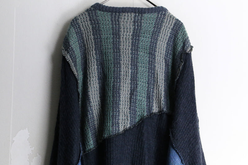 "Re:make" multi patchwork cool torn dolman knit