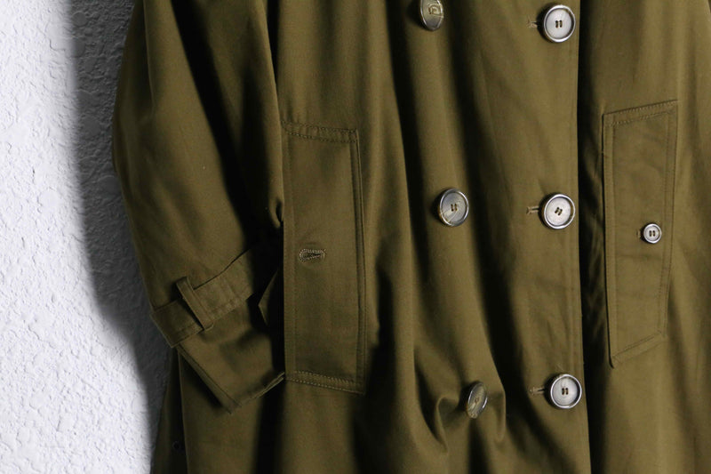 1990s cotton twill long trench coat
