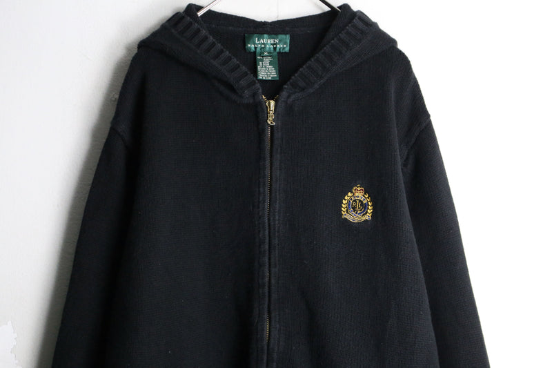 “ LAUREN RALPH LAUREN” black color  hoodie zip knit