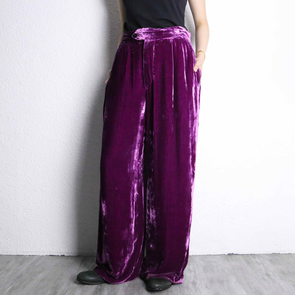 purple wide easy velours pants