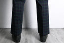 black watch check straight trousers