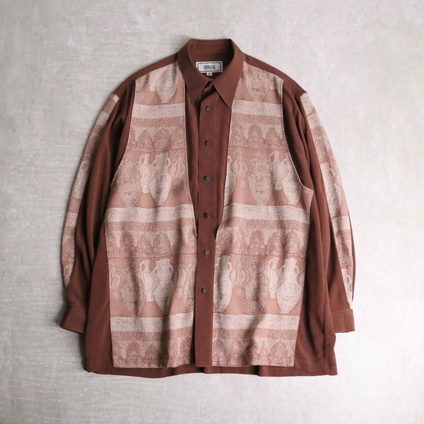 warm tone ethnic pattern L/S shirt