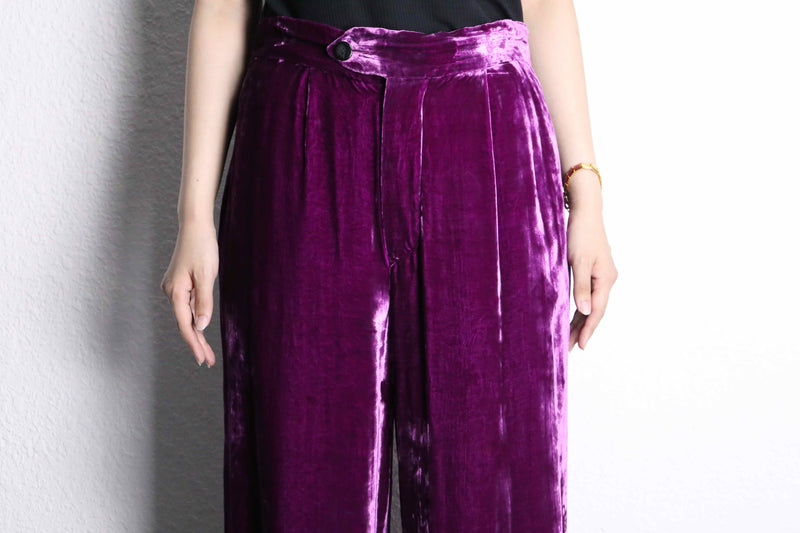 purple wide easy velours pants