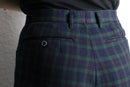 black watch check straight trousers
