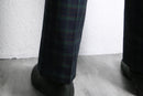 black watch check straight trousers