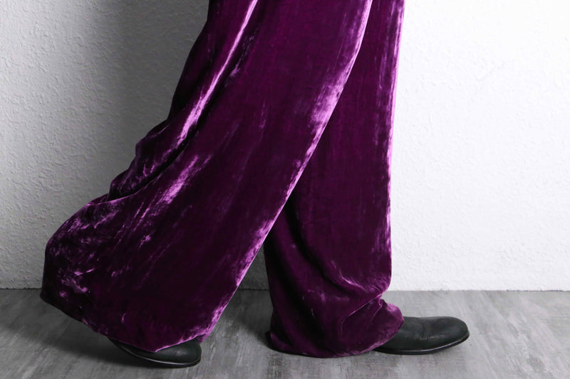 purple wide easy velours pants
