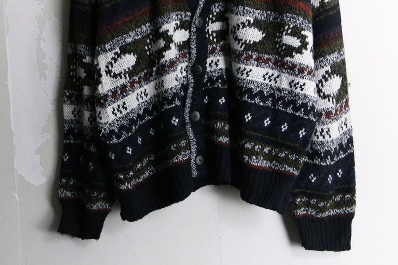 various pattern acrylic knit cardigan