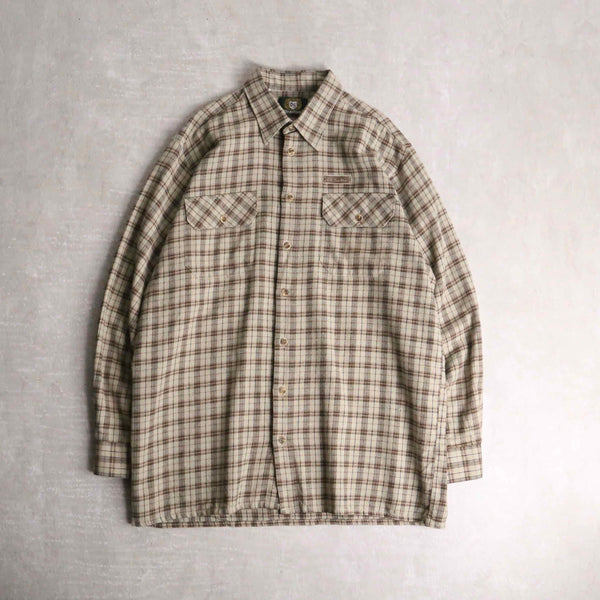 brown tone check cotton tyrolean shirt