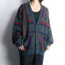multi stripe design loose cardigan