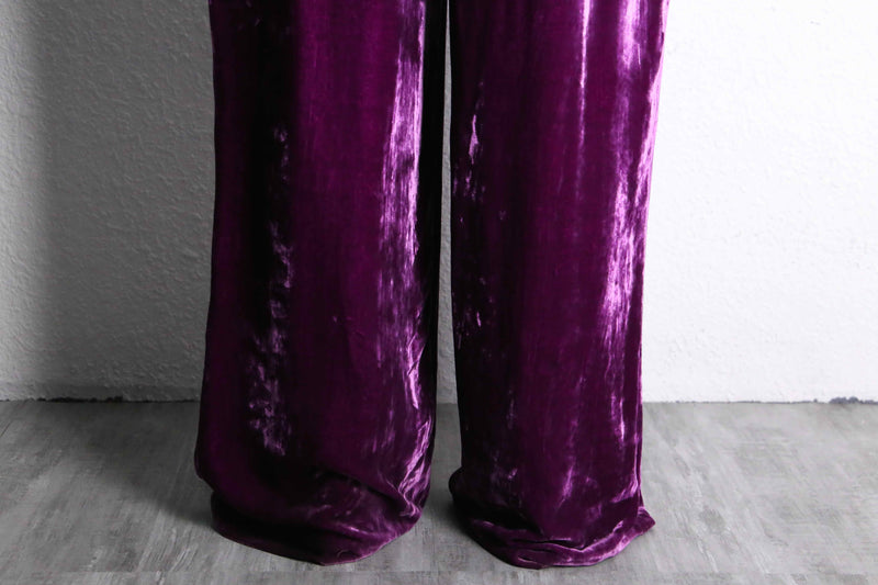 purple wide easy velours pants