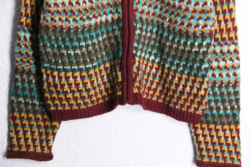 colorful horizontal stripe front zip knit