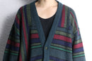 multi stripe design loose cardigan