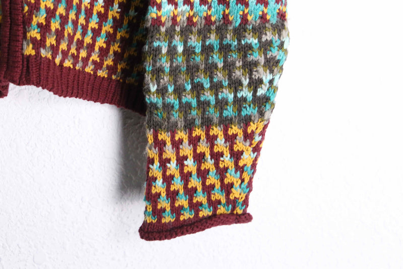 colorful horizontal stripe front zip knit