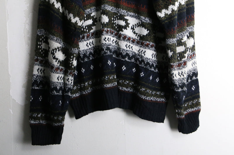 various pattern acrylic knit cardigan