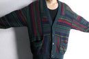 multi stripe design loose cardigan
