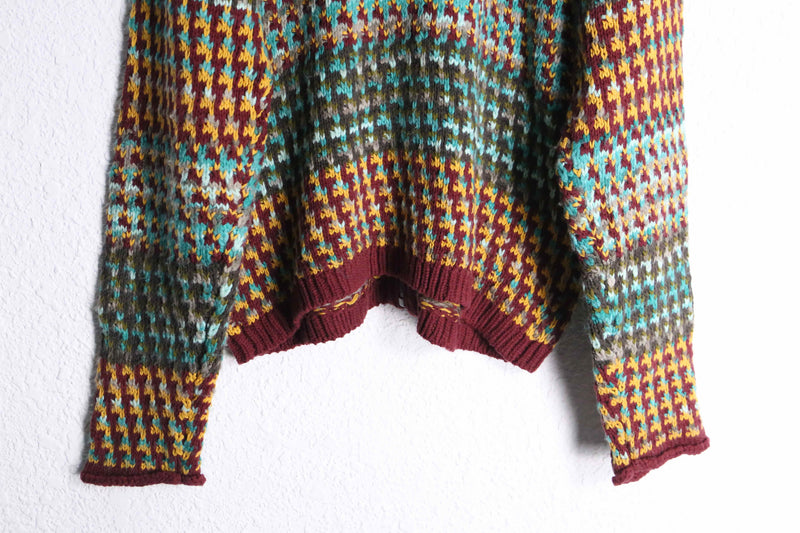 colorful horizontal stripe front zip knit