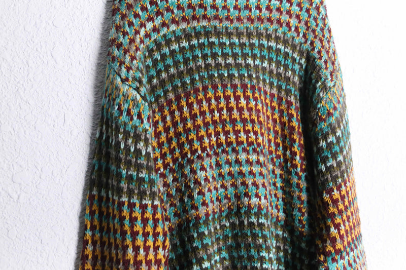 colorful horizontal stripe front zip knit
