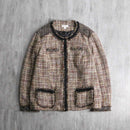fancy tweed textile collarless jacket